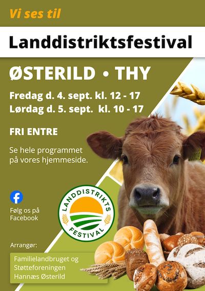 Landdistriktsfestival 2026 – plakat med endelige tidspunkter: fredag 4. sept. kl. 12-17, lørdag 5. sept. kl. 10-17